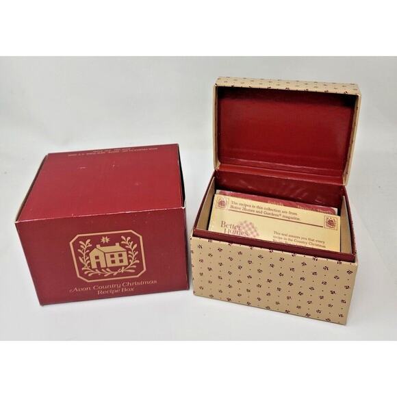 Vintage 1982 Avon Country Christmas Recipe Box With Sealed New Cards U96 - Picture 1 of 6